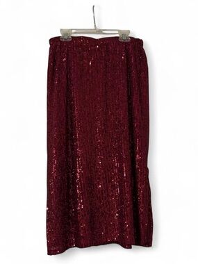 NWT Vince Camuto Sparkle & Shine Red Wine Midi Skirt